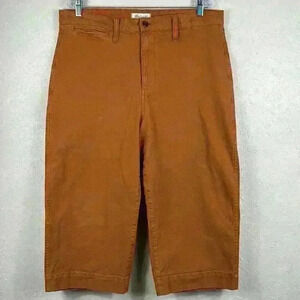 🔥Madewell Women Size 33p Curvy Slim Emmett Wide Leg Cropped Pants plus size